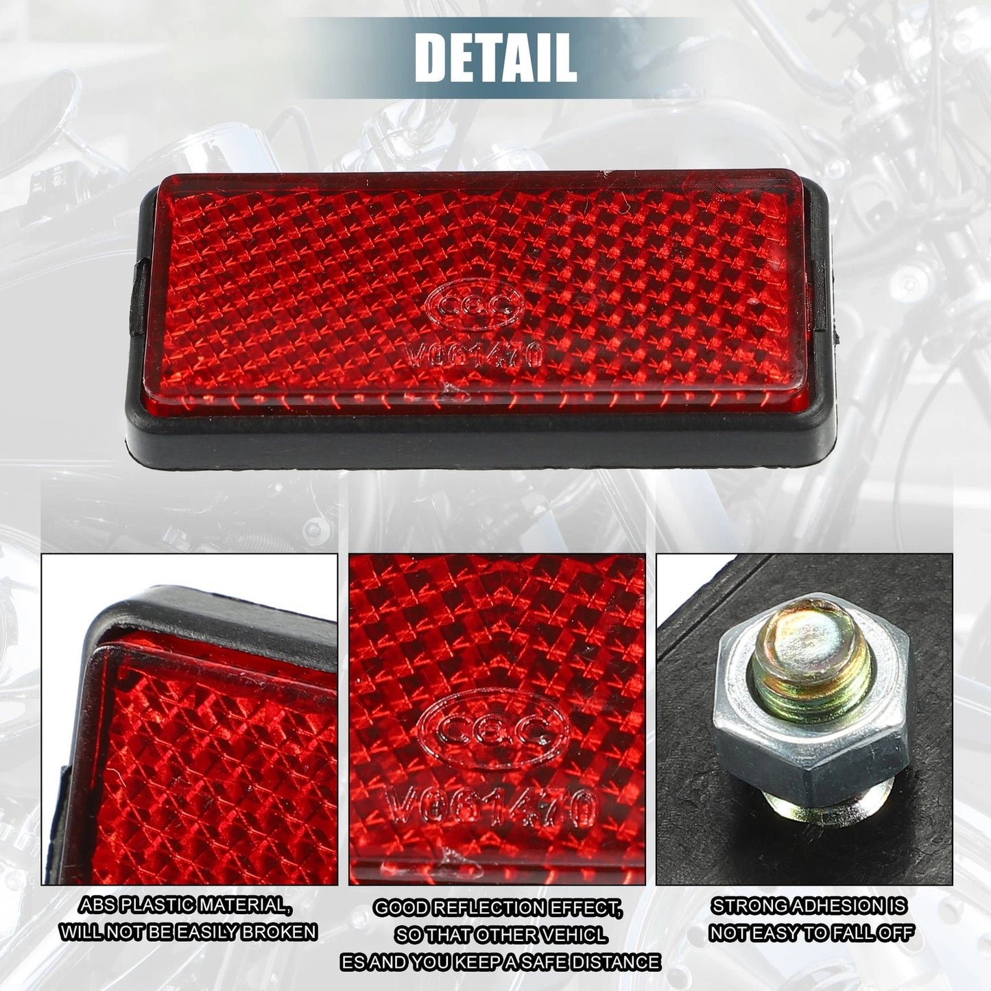 10 Pcs 56x26mm Motorcycle Safety Spoke Reflective with Screw Red for Motorcycle