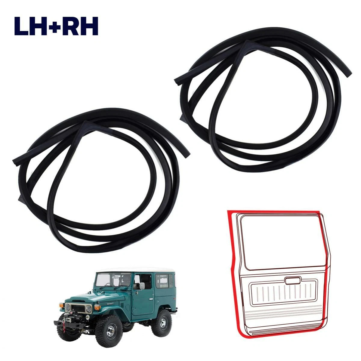 Weatherstrip Front Door Seal Rubber Fits 1976-1984 Toyota Land Cruiser FJ40 FJ55