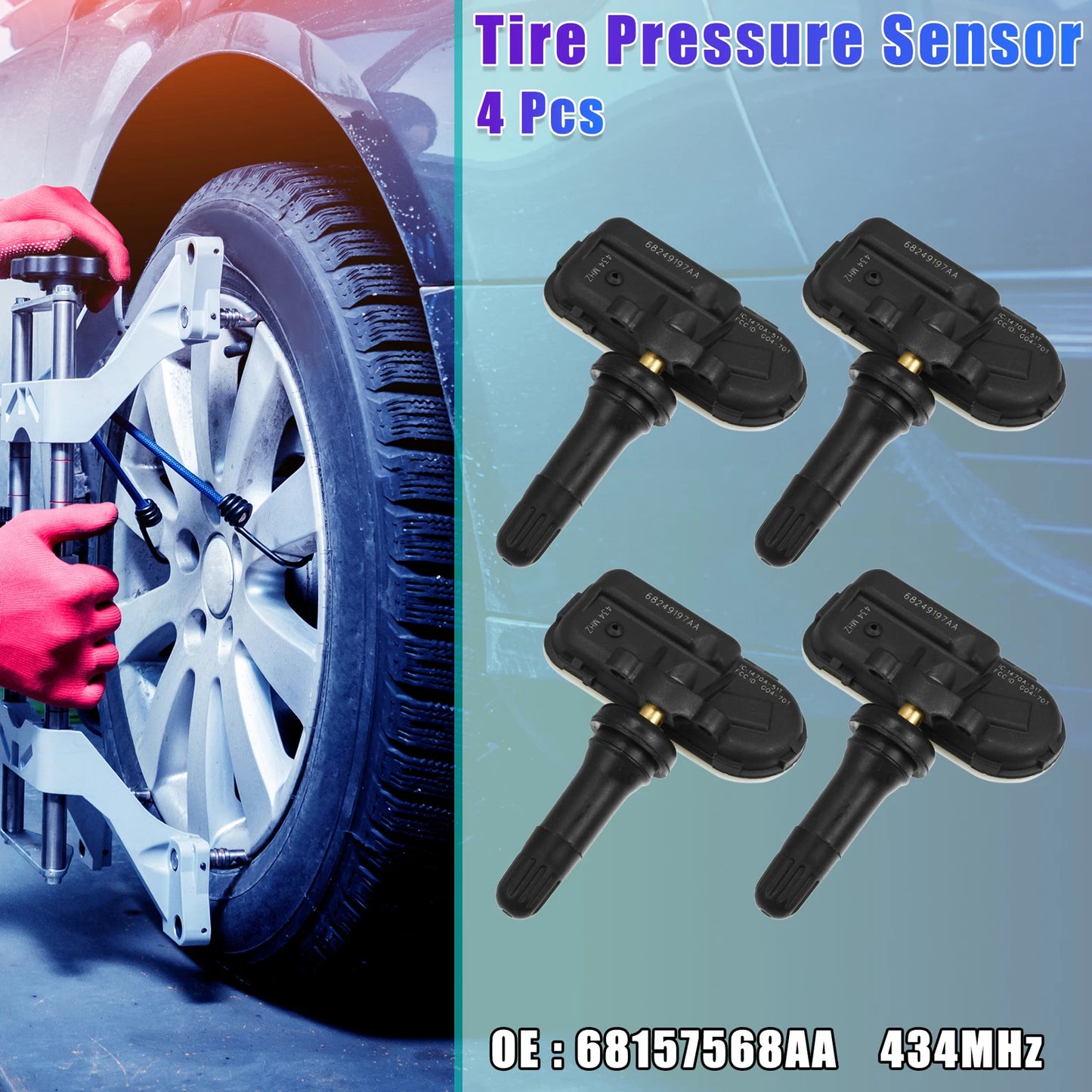 4 x Tire Pressure Monitoring System Sensors 434MHz for Jeep Cherokee (2014-2023)
