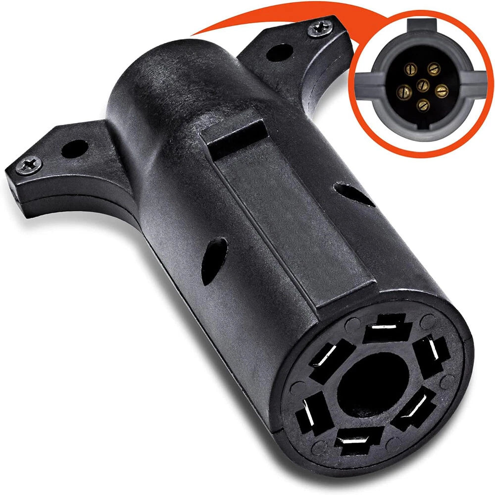 7-Way Blade to 6-Way Round Trailer Adapter for RV Tow Truck Light
