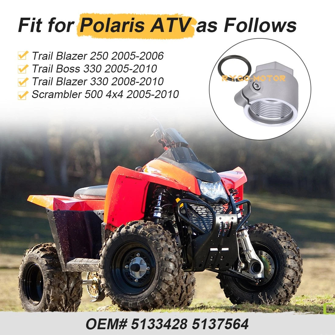 Axle Nut With Retaining Ring for Polaris Trail Blazer Trail Boss