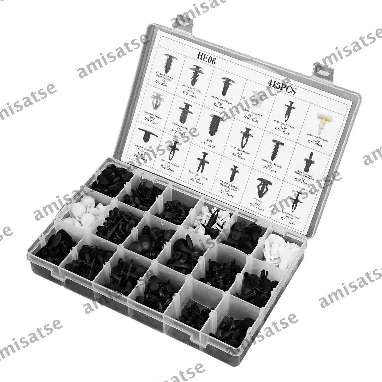 18 Size Retainer Clips & Plastic Fasteners for Car Vehicle (No Year)