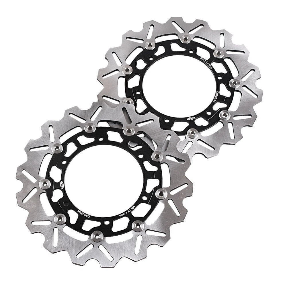 Black Front Left & Right Brake Disc Rotors for YAMAHA YZF R1 R6 XJR 1300 (99-02)