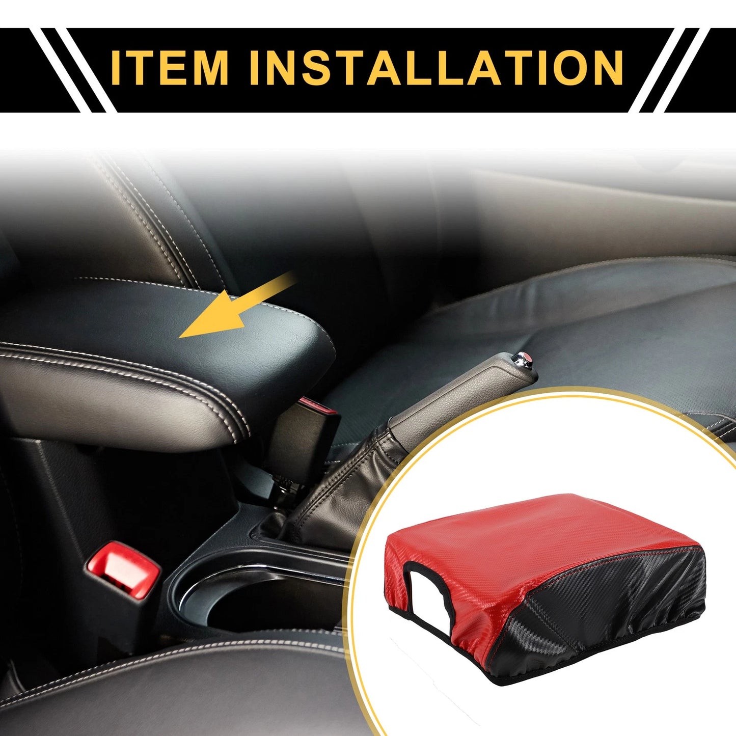 Console Lid Armrest Cover for Ford F-150 (2015-2020) Carbon Fiber Red