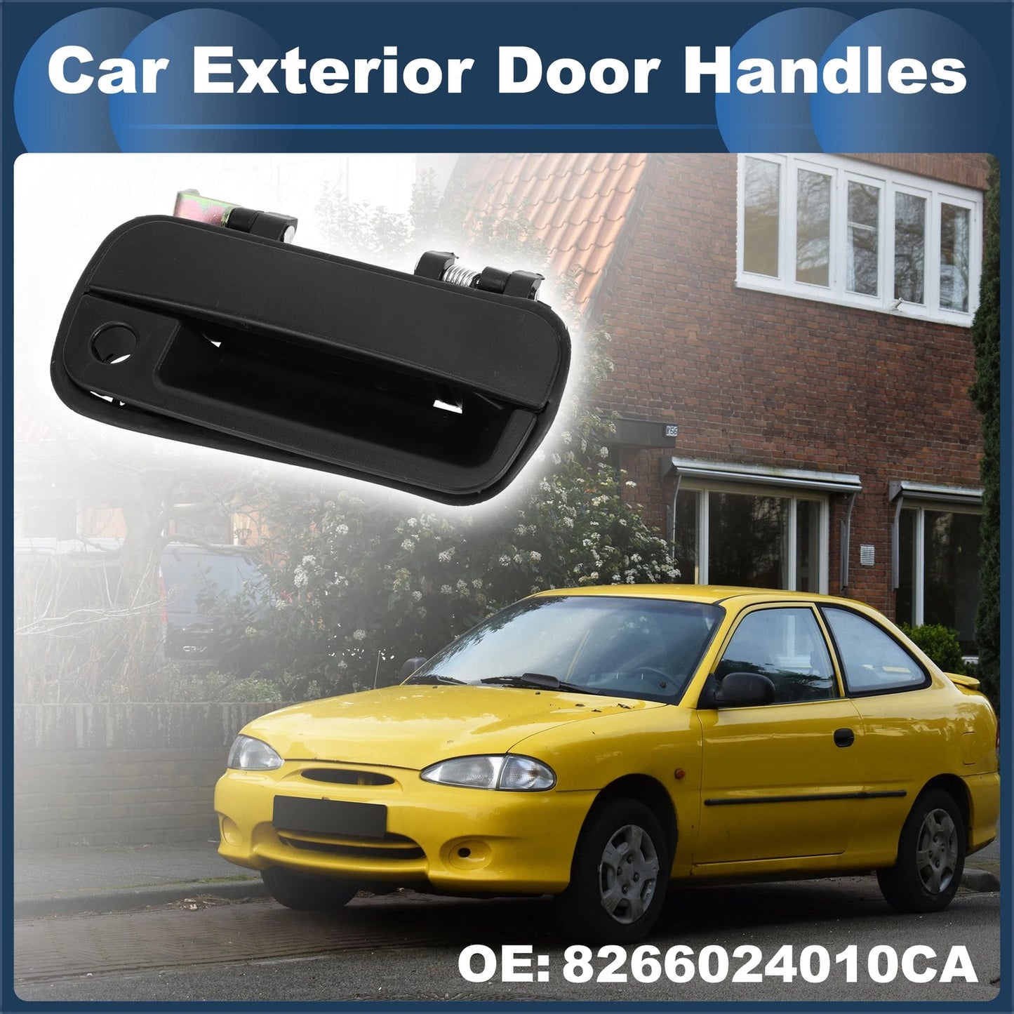 Front Right Exterior Door Handle for Hyundai Excel (1990-1994) - Black, 1 Pcs