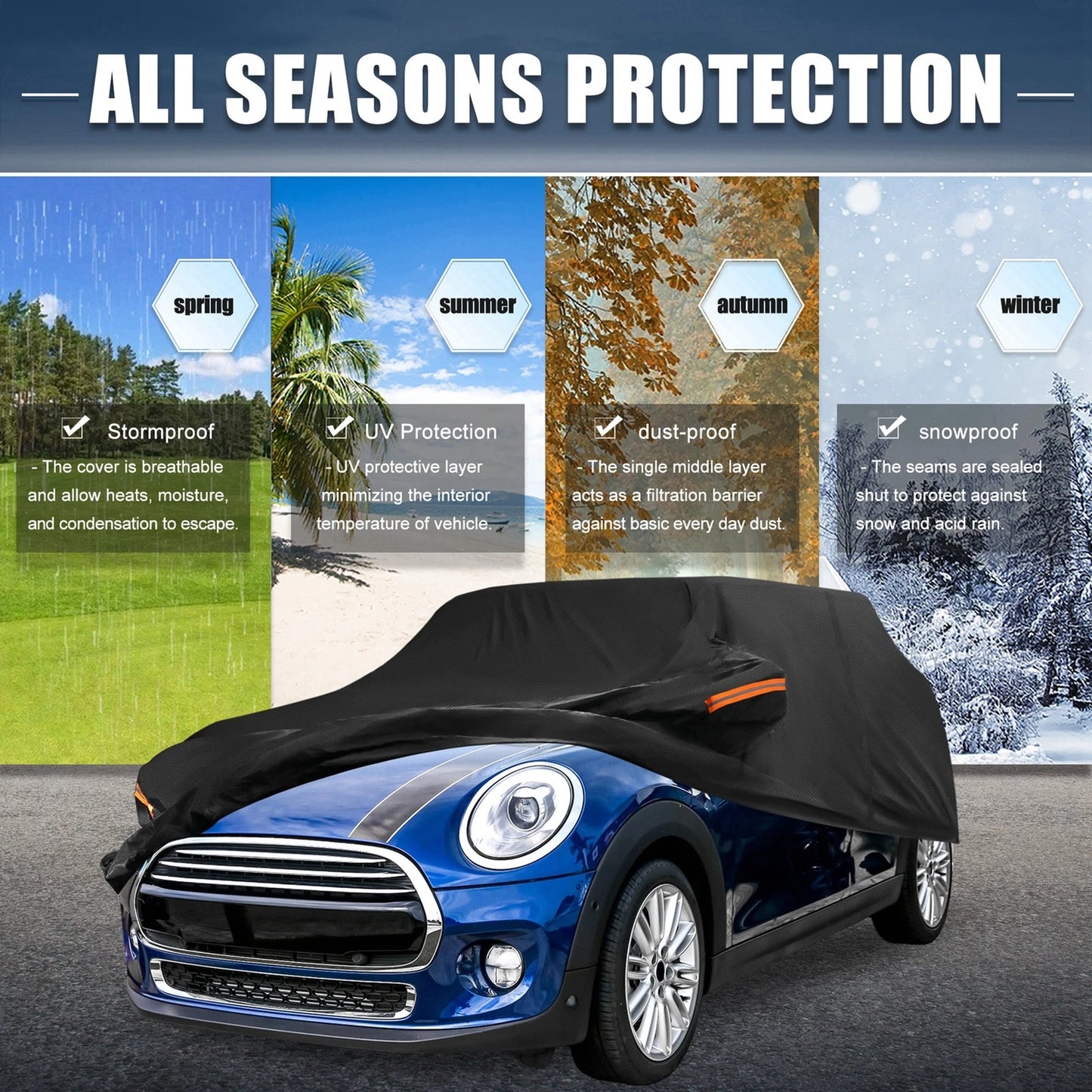 Waterproof 210D-PU Oxford Car Cover for Mini Cooper (2002-2023)