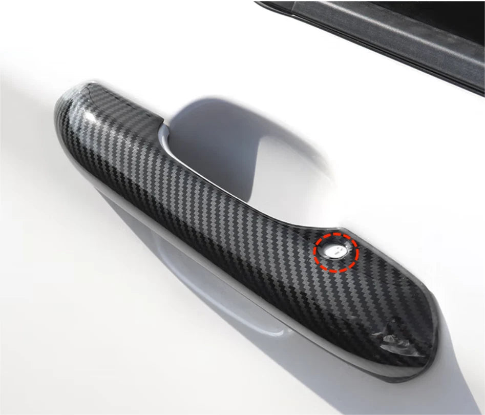 Carbon Fiber Door Handle Smart Keyhole Cover Trim for Ford Explorer (2020-2023)
