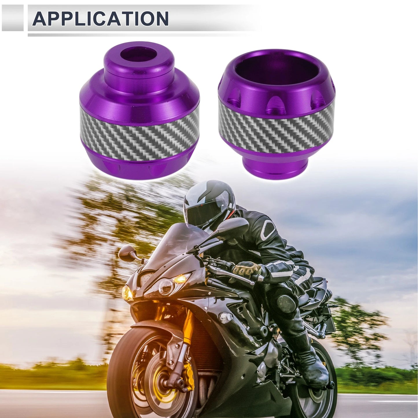 14mm Aluminum Alloy Carbon Fiber Motorcycle Slider Frame 2 x Purple for Make Model
