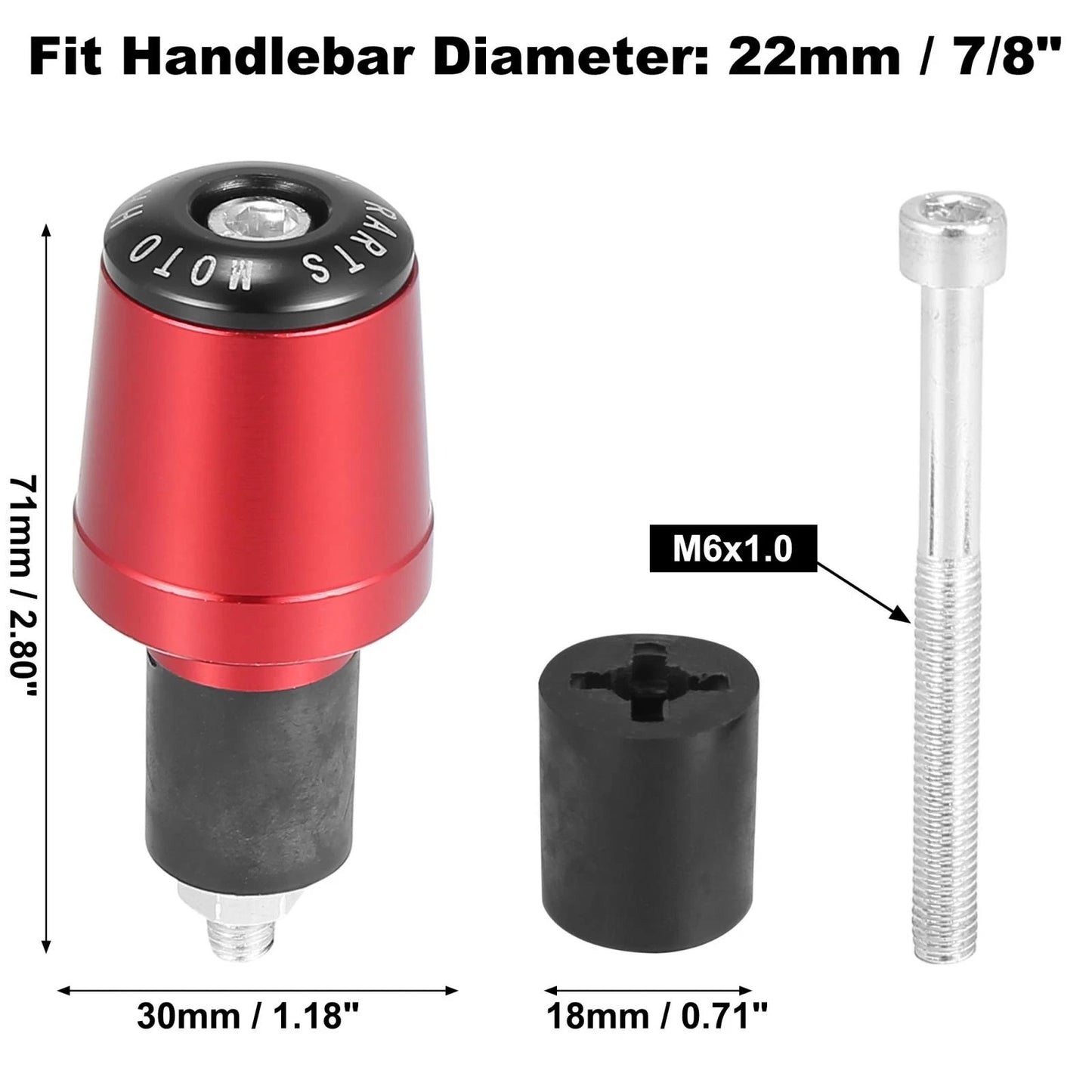 Handlebar Plugs 7/8" 22mm Red CNC Aluminum Alloy for Motorcycle