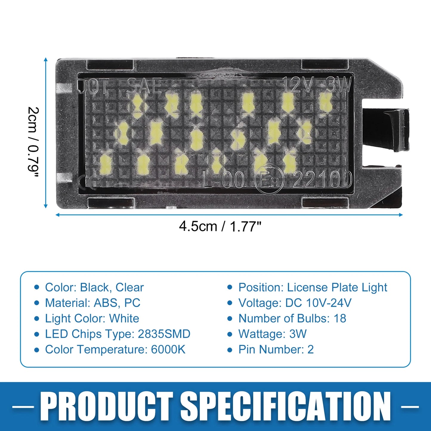 White LED License Plate Lights for Jeep Grand Cherokee (2017-2021)