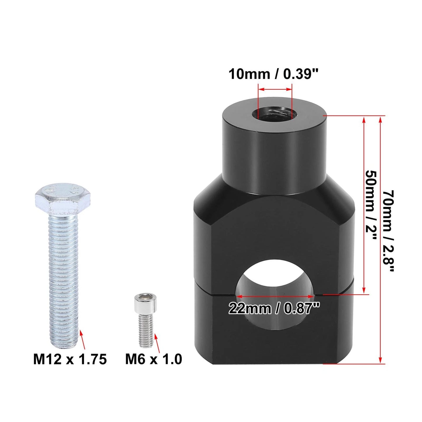 Handlebar Mounting Riser Clamp 7/8" 22mm for Motorcycle Black