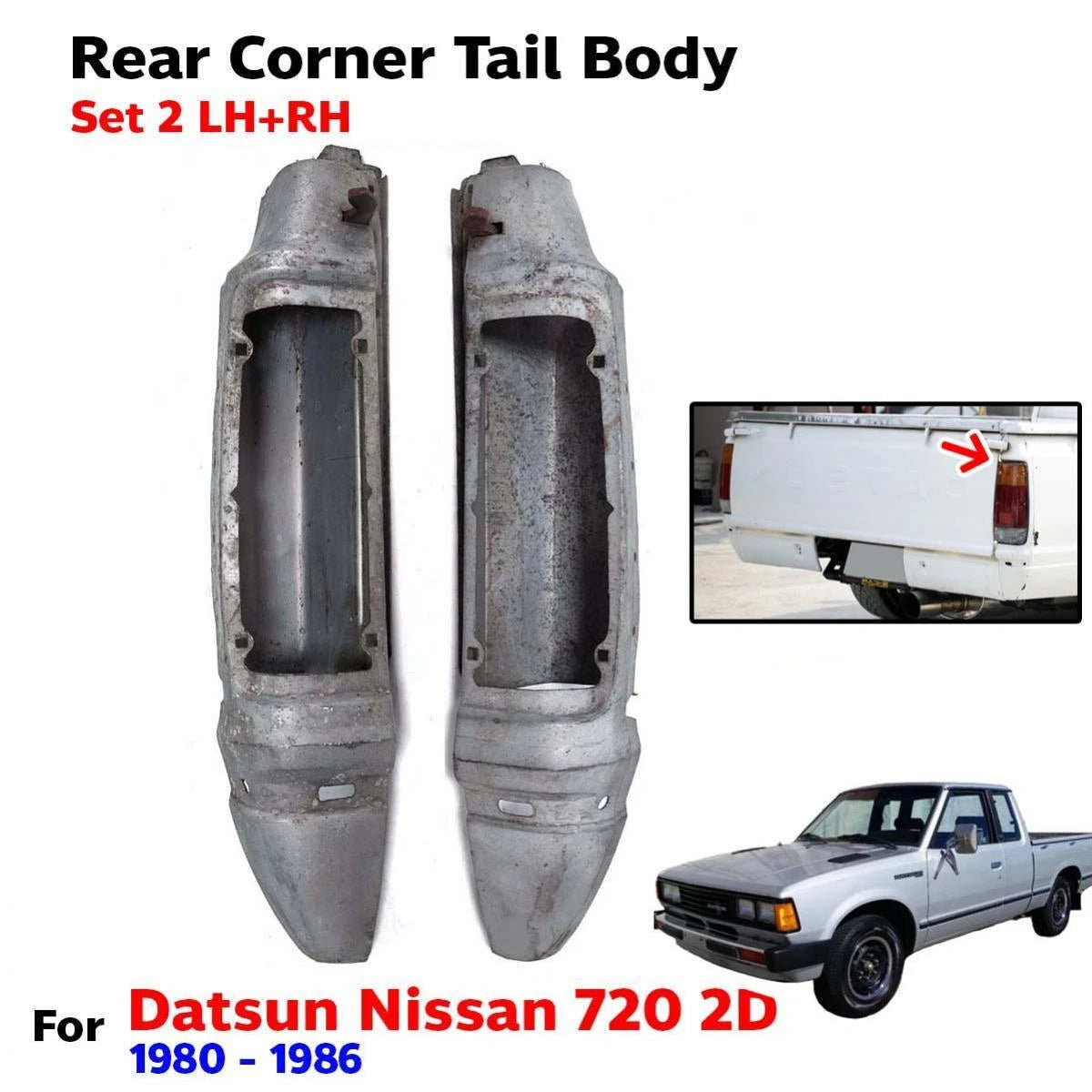 Rear Corner Tail Body Cover Fits Datsun Nissan 720 2D Pickup Truck 1980-86 Set 2