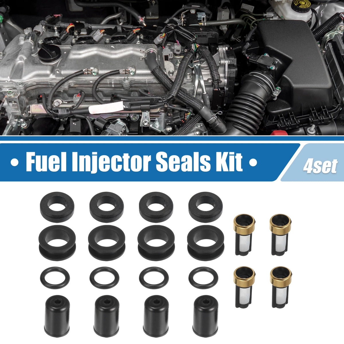 4 x Fuel Injector O-Rings Seals with Micro Filters for Mazda MX-3 (1994-1996)