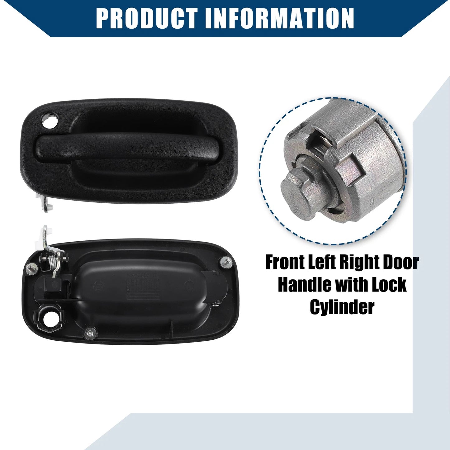 Exterior Door Lock Cylinder & Door Handle for Chevy Silverado & GMC
