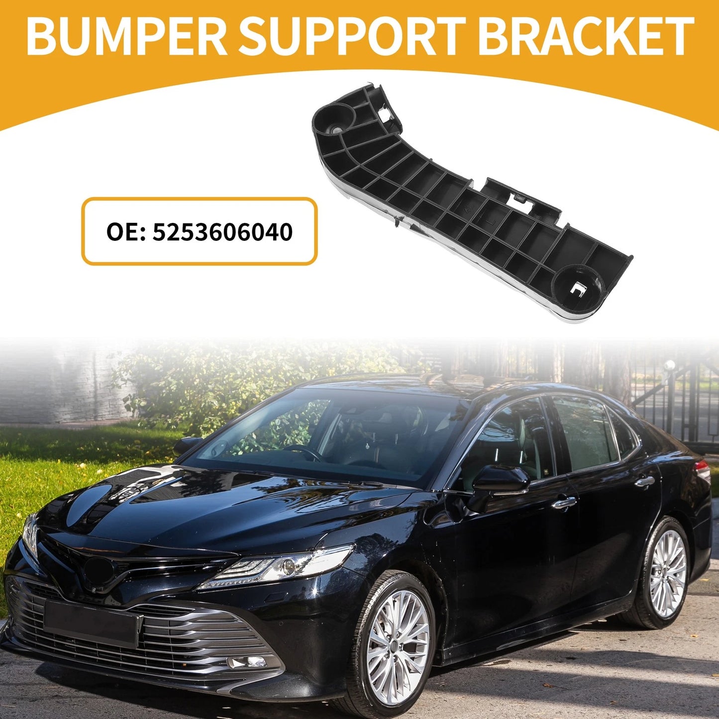 Front Bumper Support Bracket for Toyota Camry (2007) - 1 x Black ABS