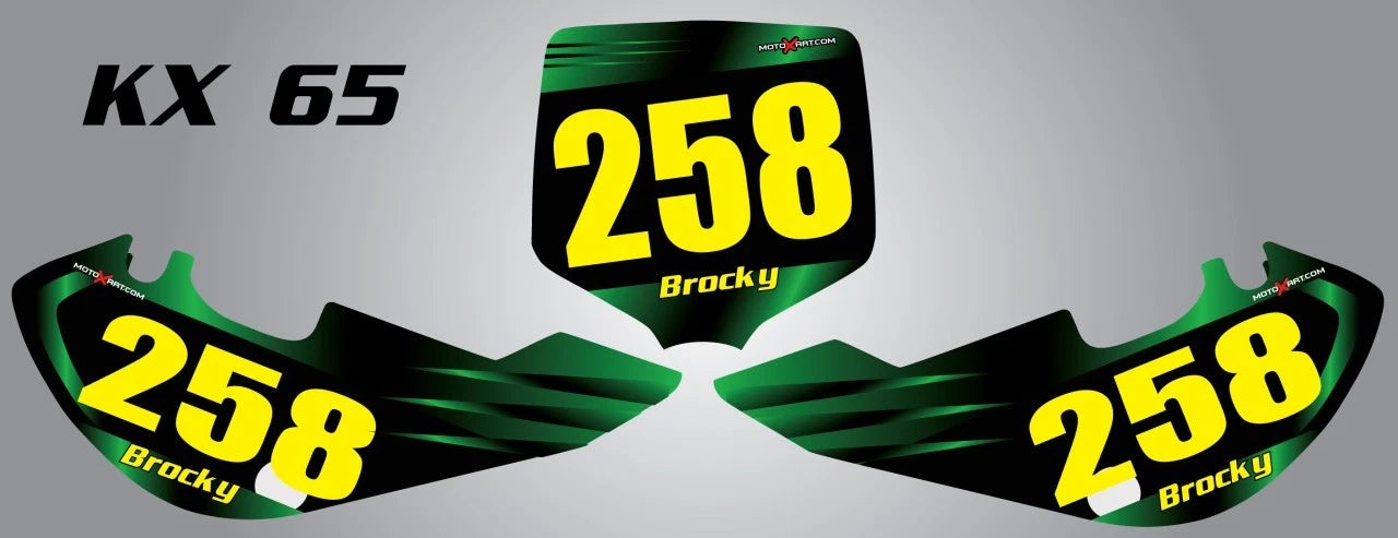 KX 65 Kawasaki Custom Number Plate Graphics Decal Kit