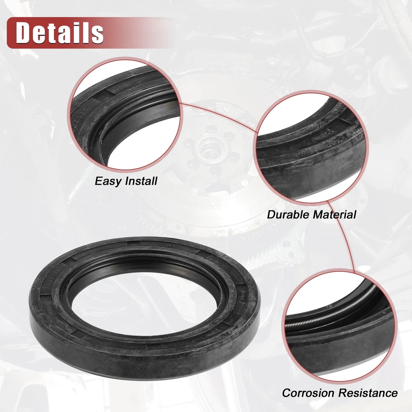 2 x Engine Crankshaft Oil Seal for Toyota Land Cruiser Black