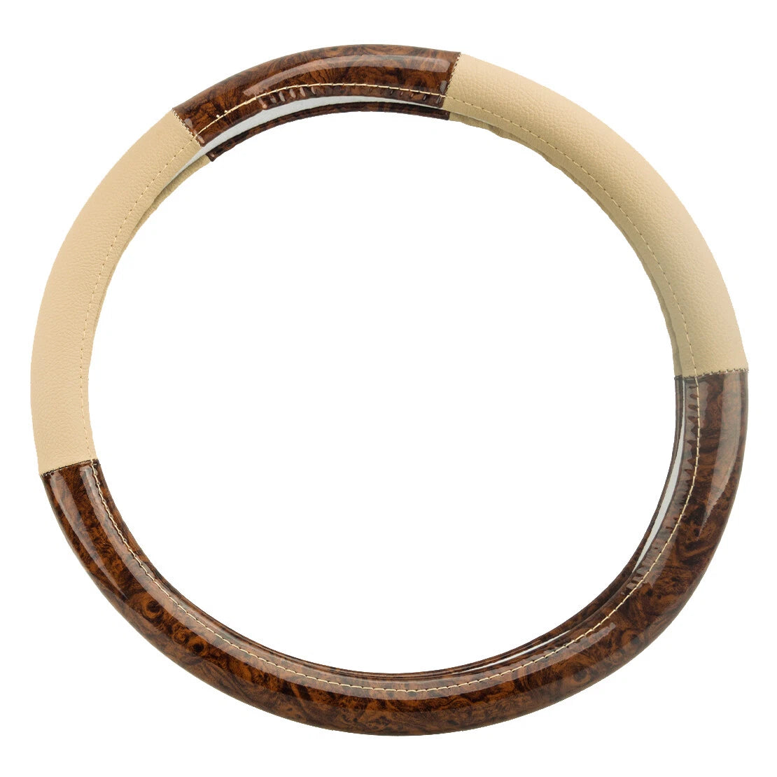 15" PU Leather Wood Grain Steering Wheel Cover for SUV, Car, Van (All Years)