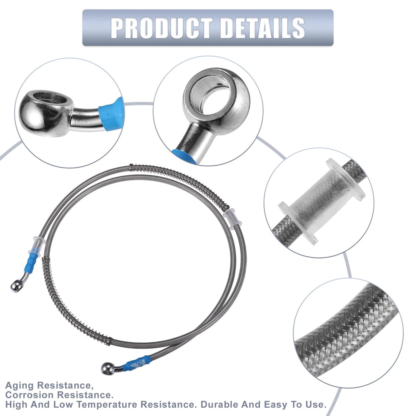 1400mm 55.12 Length 0.4 ID Motorcycle Hydraulic Brake Line Oil Hose Pipe