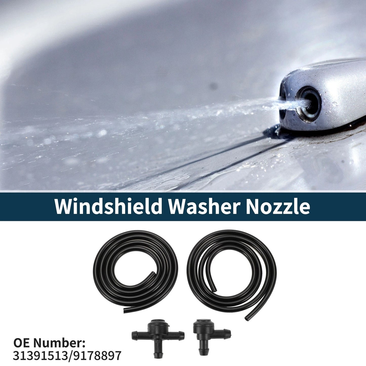 Windshield Washer Nozzle & Gasket, Fluid Hose for Ford F250 F350 F450 (2005-2023)