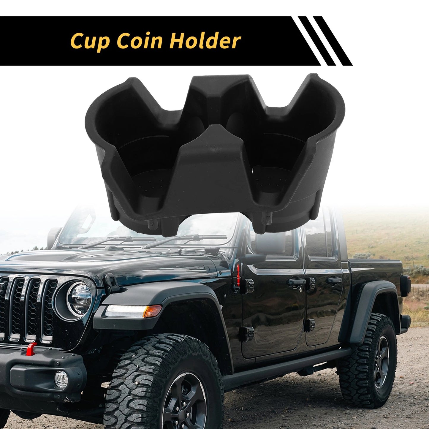 Cup Holder Insert for Jeep Wrangler (2001-2006) Coin Holder Black