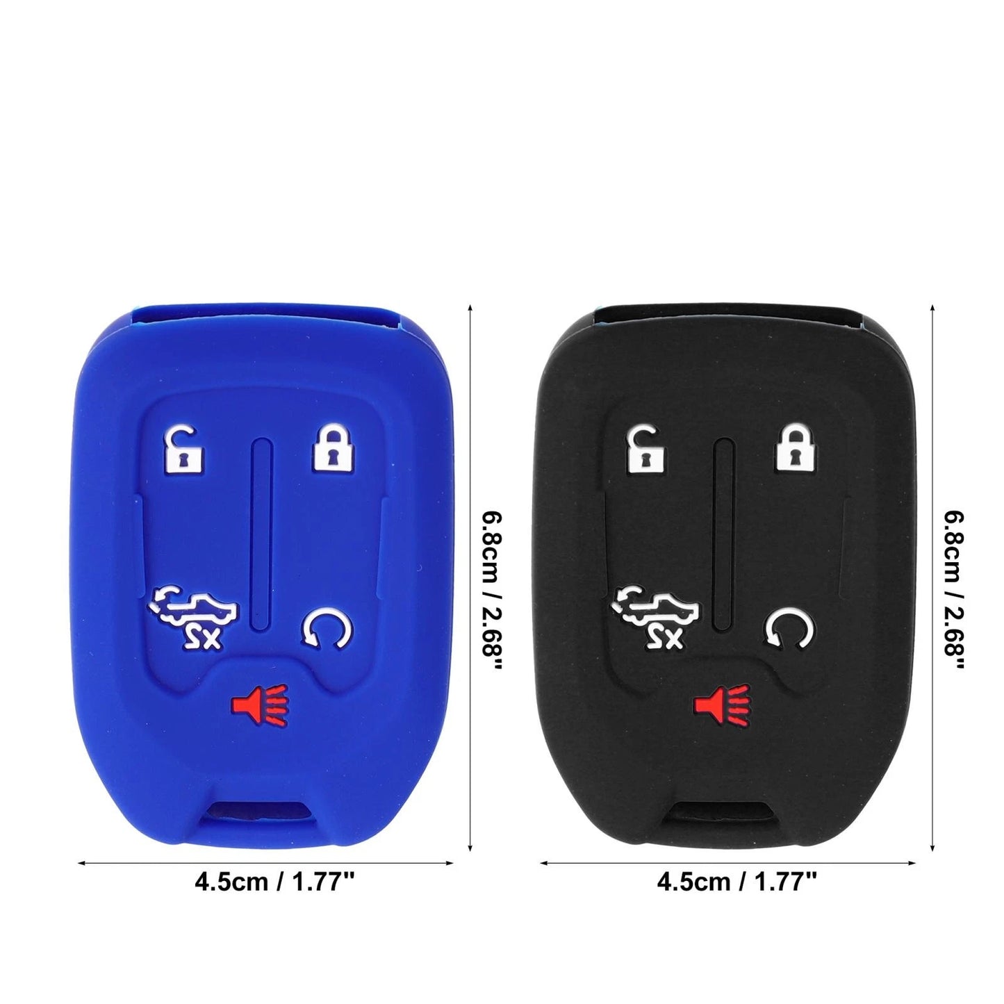 Silicone Key Fob Case Cover for Chevrolet Silverado (2019 - 2022) BlackBlue