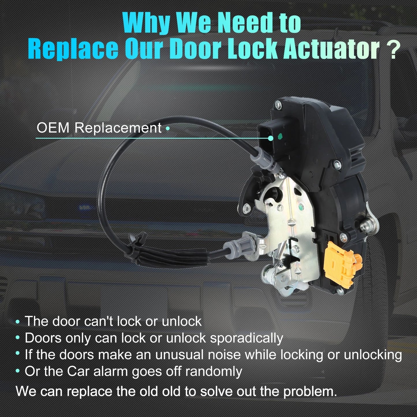 Rear Left Door Lock Actuator Motor with Cable for GMC Sierra 1500 (2007-2013)