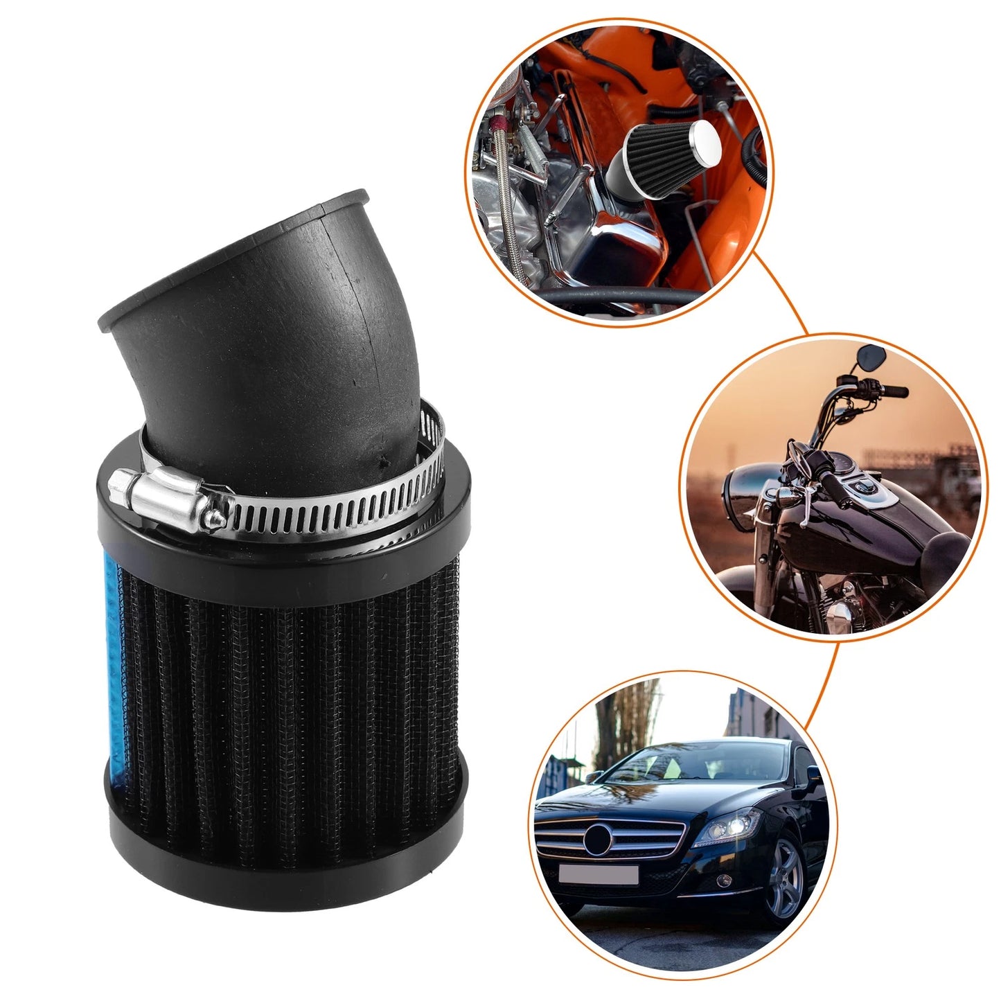Air Filter Universal 28mm–48mm Black for Honda