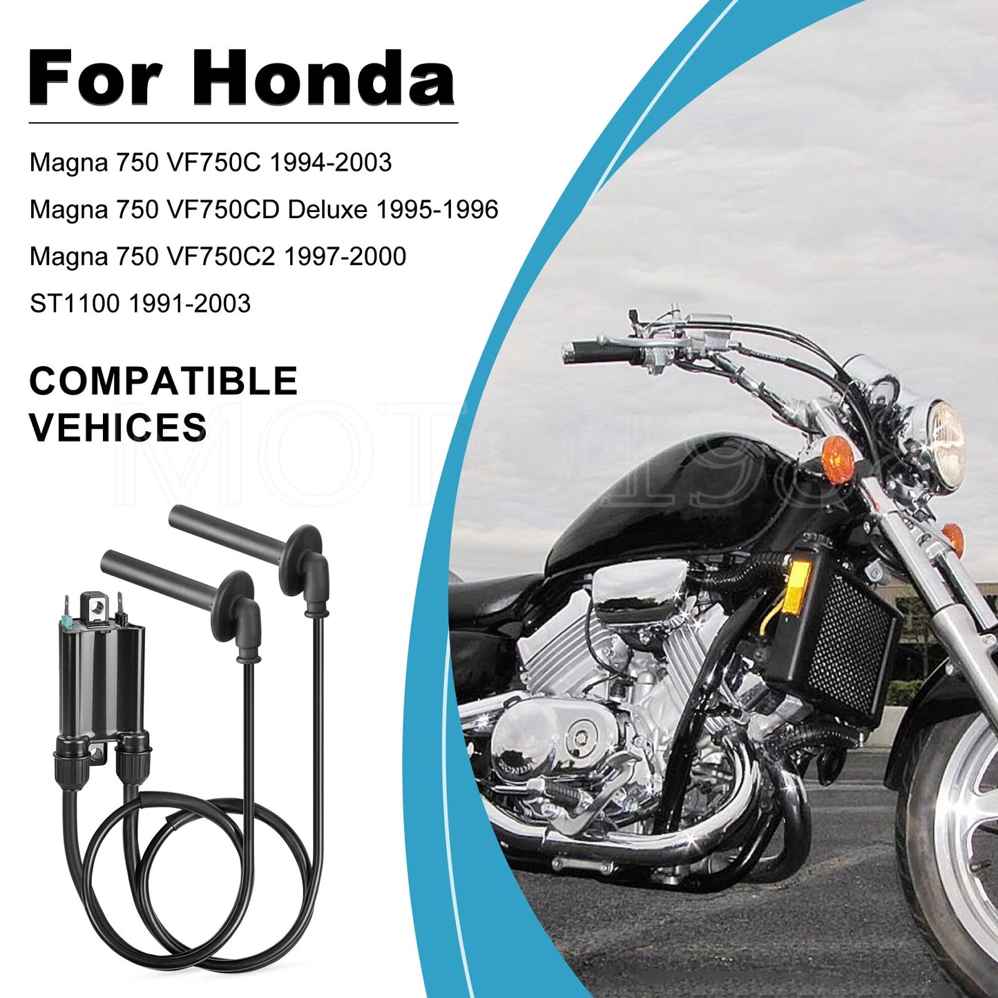 2X Ignition Coil & Spark Plug W/ Cap Wire for Honda Magna 750 VF750C 1994-2003