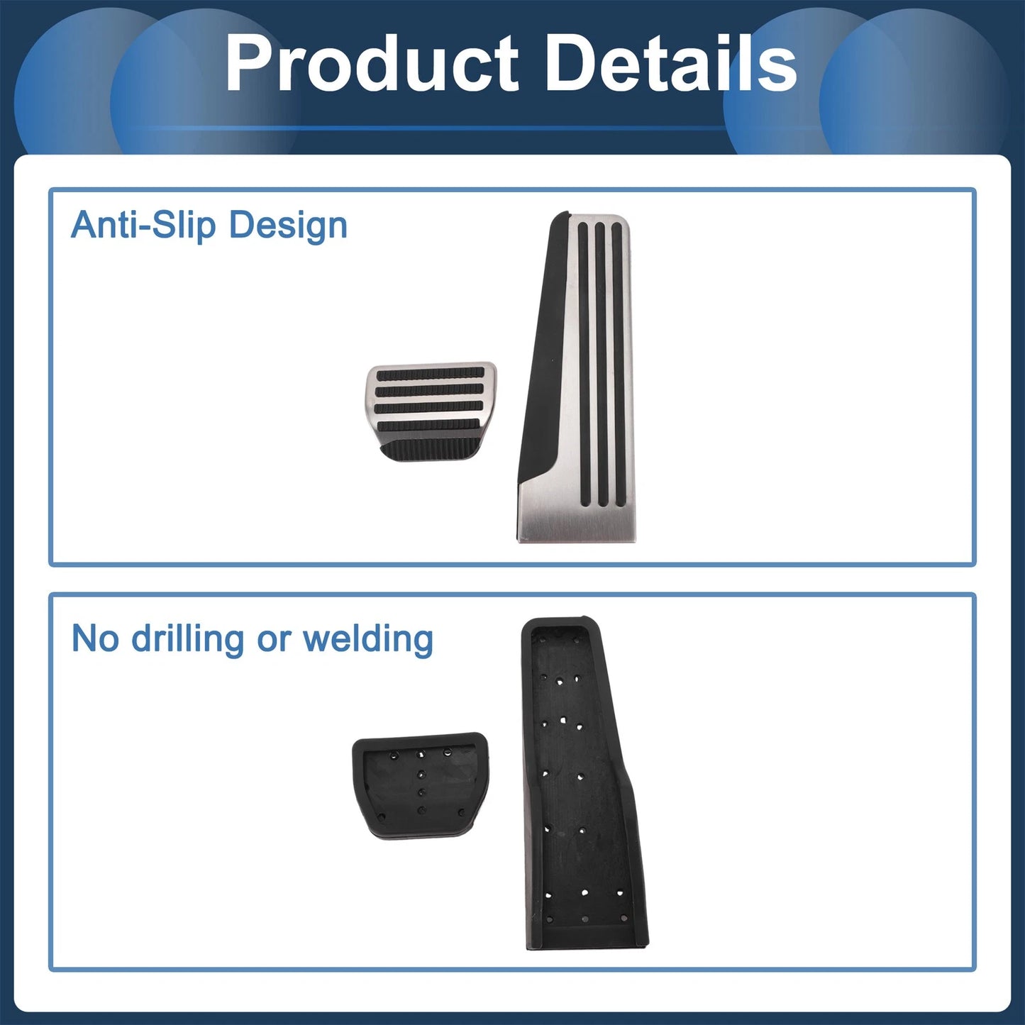Foot Accelerator Pedal Covers for Infiniti G25 G35 G37 Q50 Q60 Silver Tone