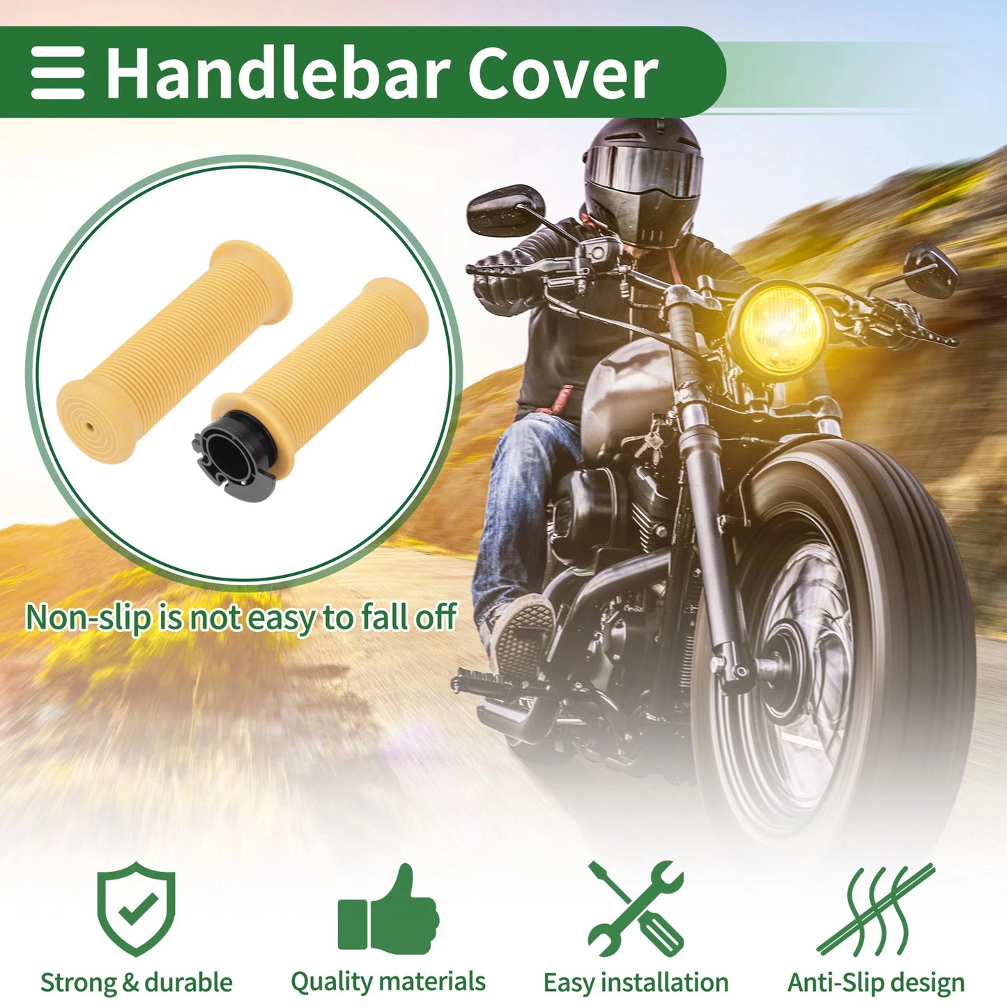 7/8" 22mm Motorcycle Hand Grips Covers Yellow Thread Pattern