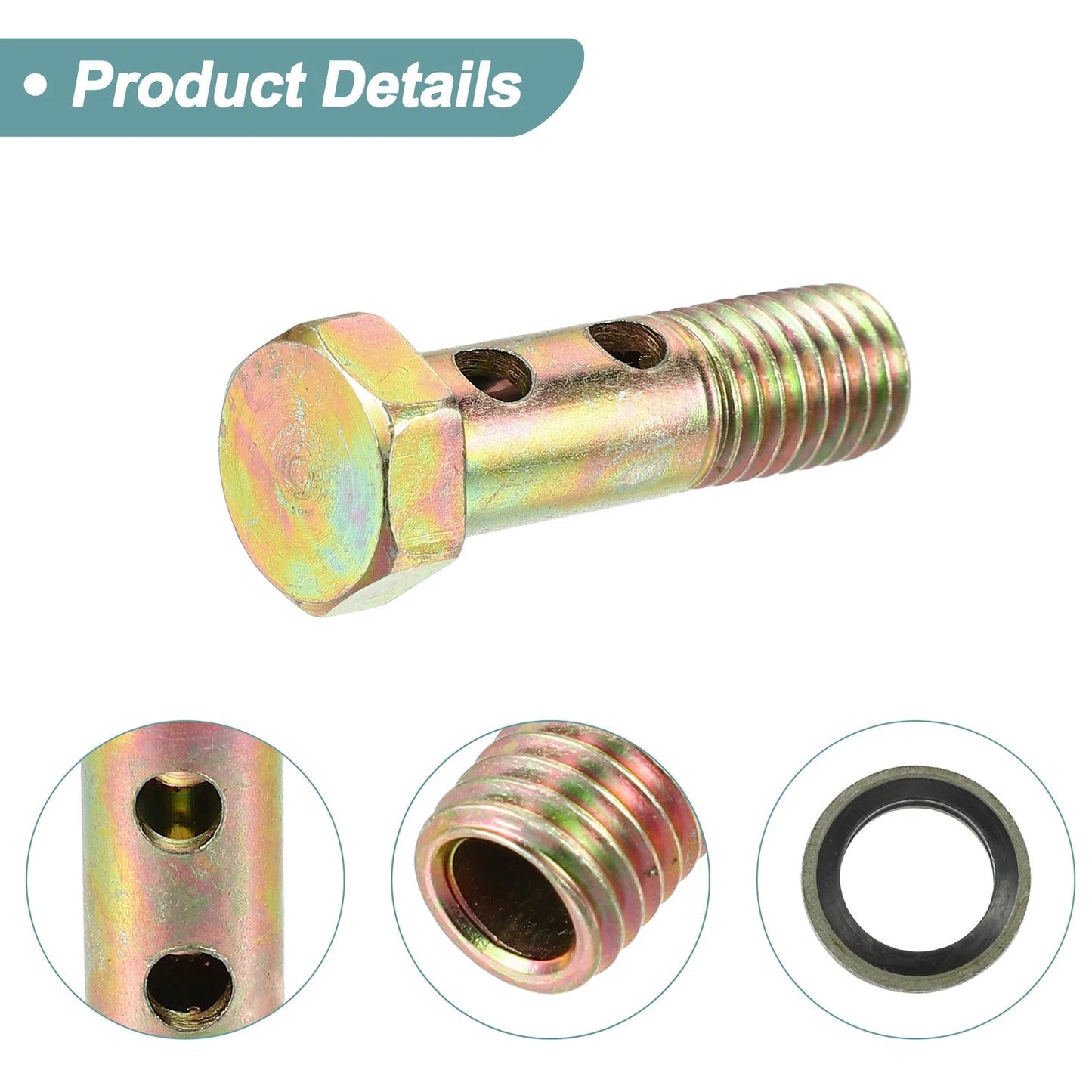 Hollow Bolt Screws 2 x M10x1.5 38mm with Washers for Motorcycle