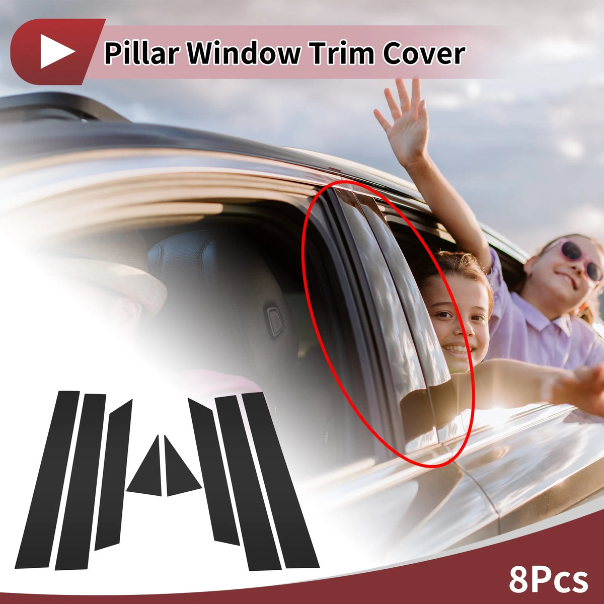 8 Pcs Car Door Pillar Window Trim for INFINITI QX50 Black (2014-2017)