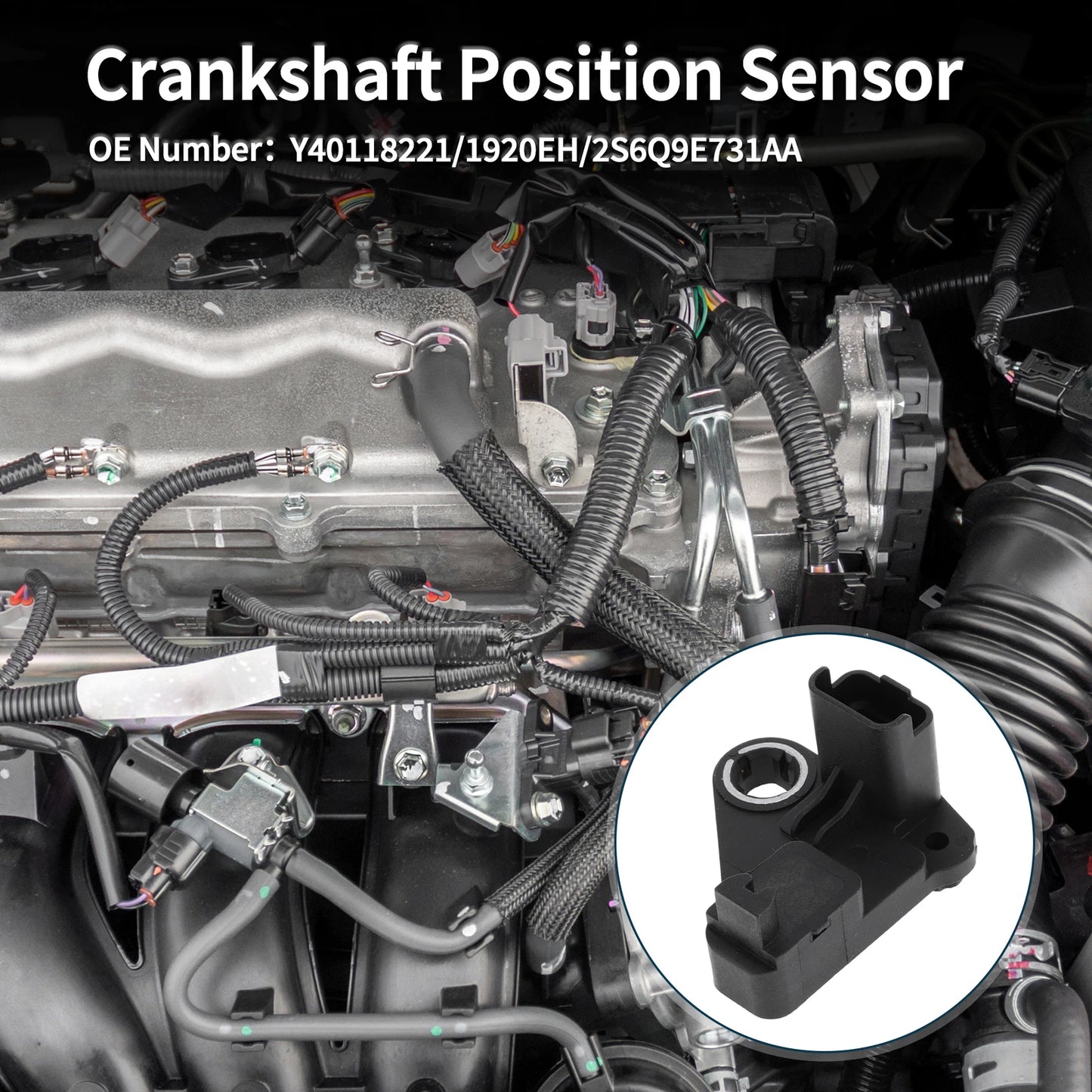 Crankshaft Position Sensor for PEUGEOT 308 1.6HDi (2007-2014) 1 Pc Black