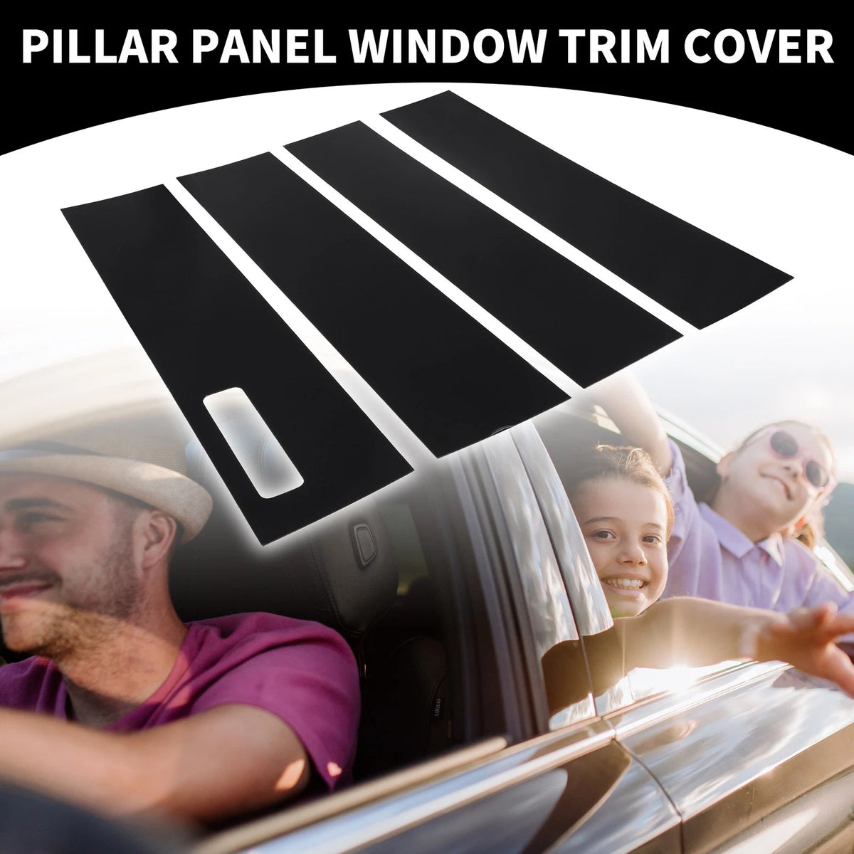 4 x Car Pillar Window Trim Covers for Ford F-150 (2015-2021) Black