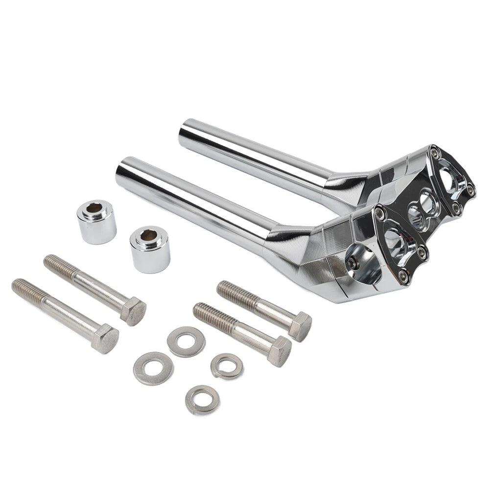 10" Chrome Tall Handlebar Risers Pullback 1.5" for Harley
