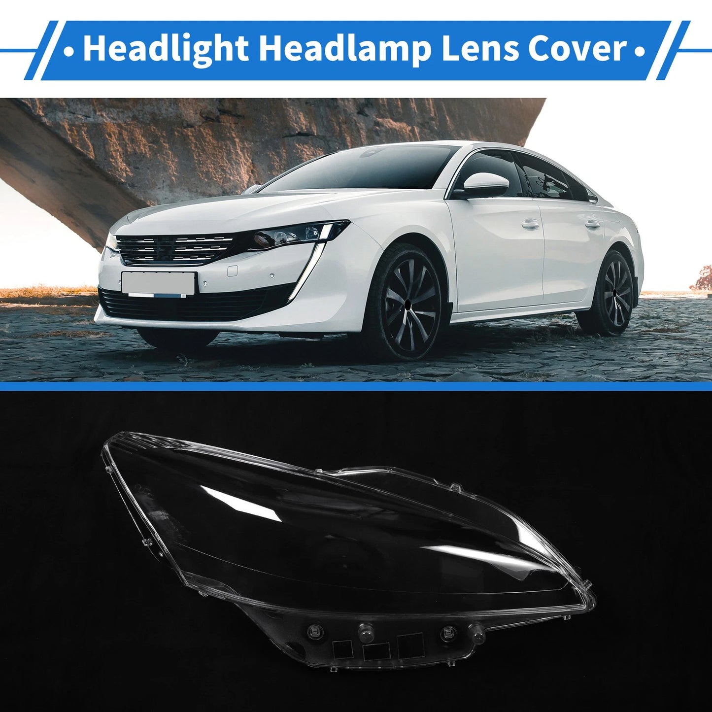 Front Right Headlight Lens Cover for Peugeot 508 (2011-2014)