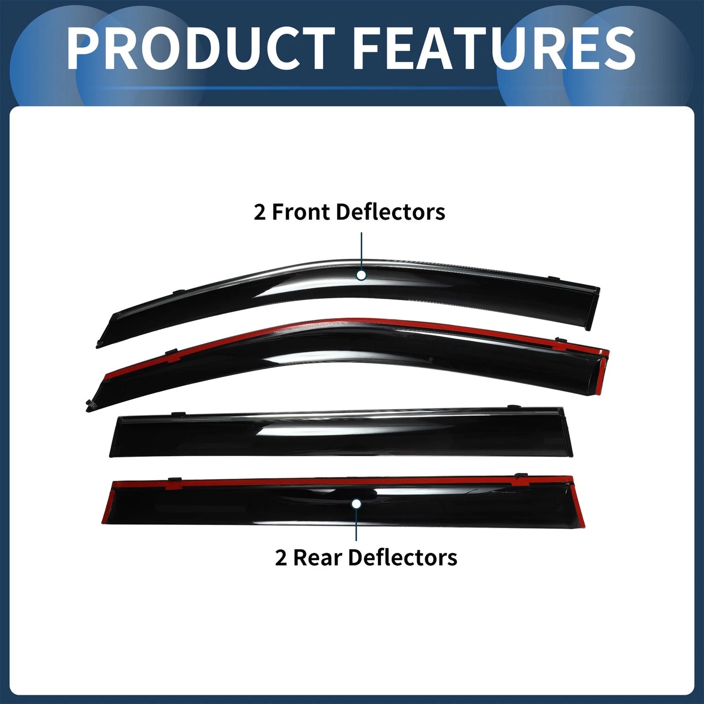 Window Deflectors for Toyota Highlander Side Window Vent Visors Black 2014