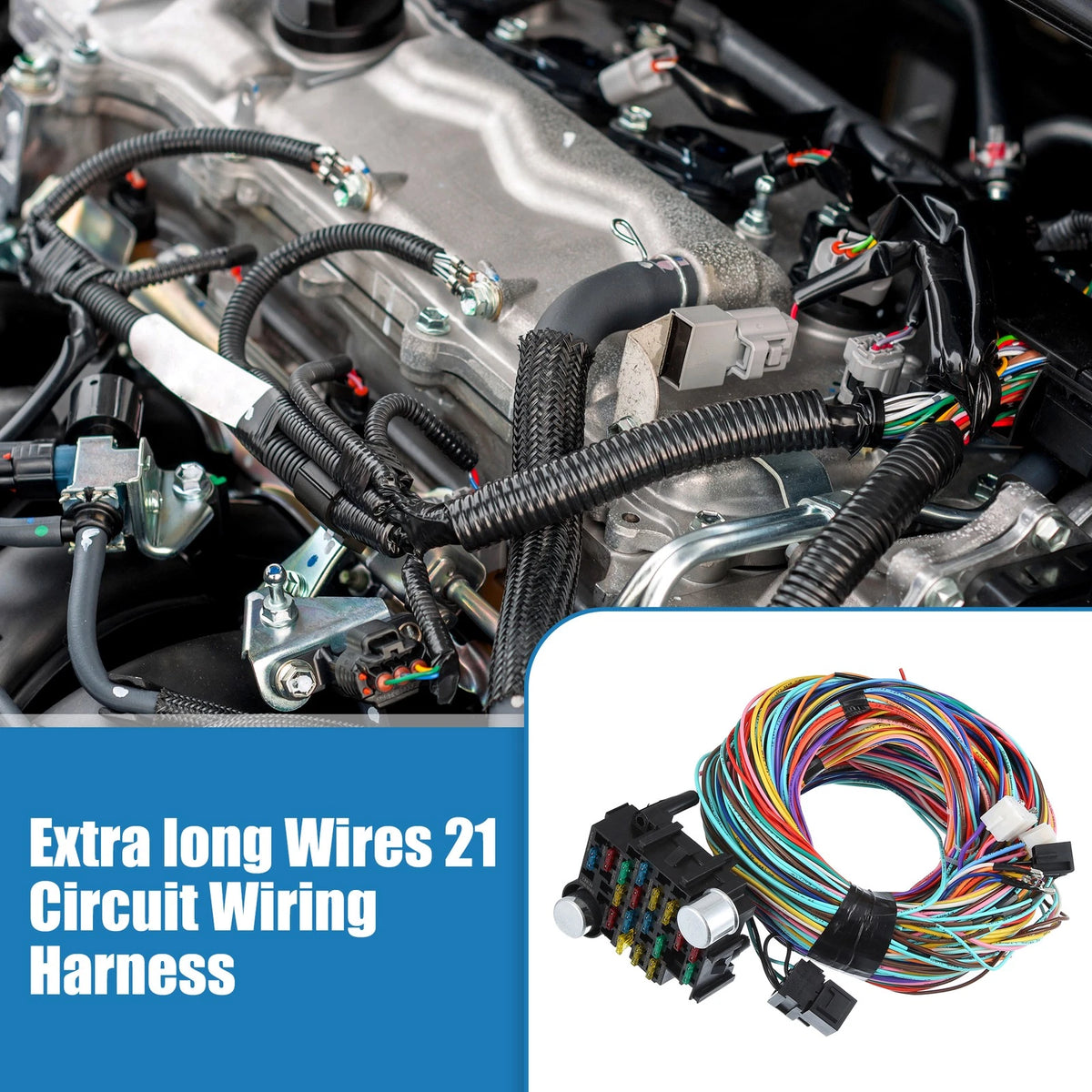 Universal 21 Circuit Wiring Harness Kit for GM Chevy Ford Truck