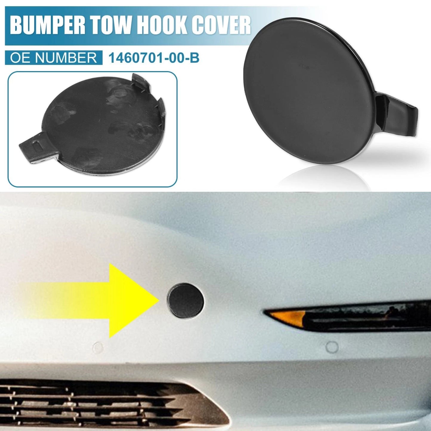 Black Front Bumper Tow Hook Cover for Tesla Model 3 (2017-2021)