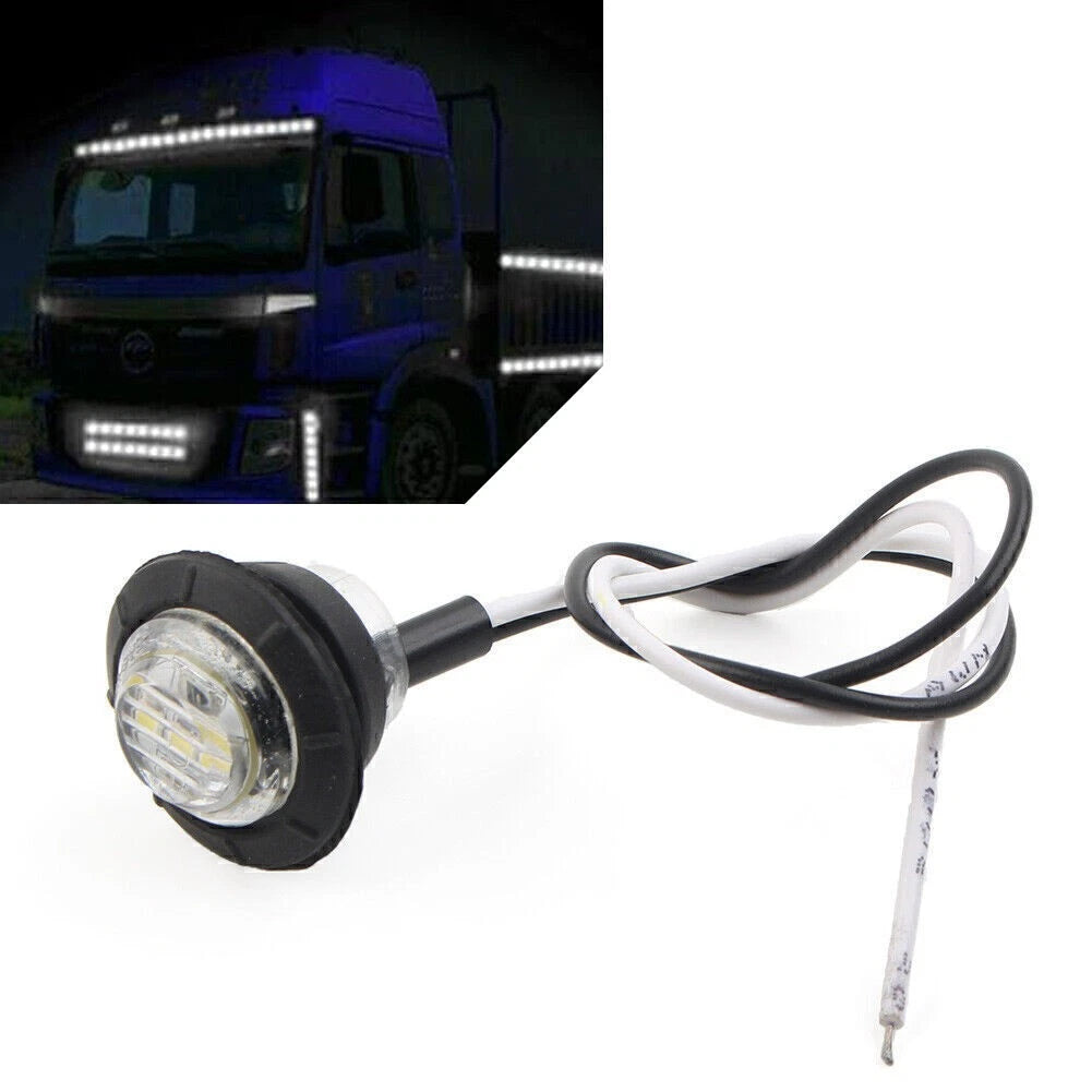 Round LED Light Front Rear Side Marker Lamp for Car Truck SUV Bus Van