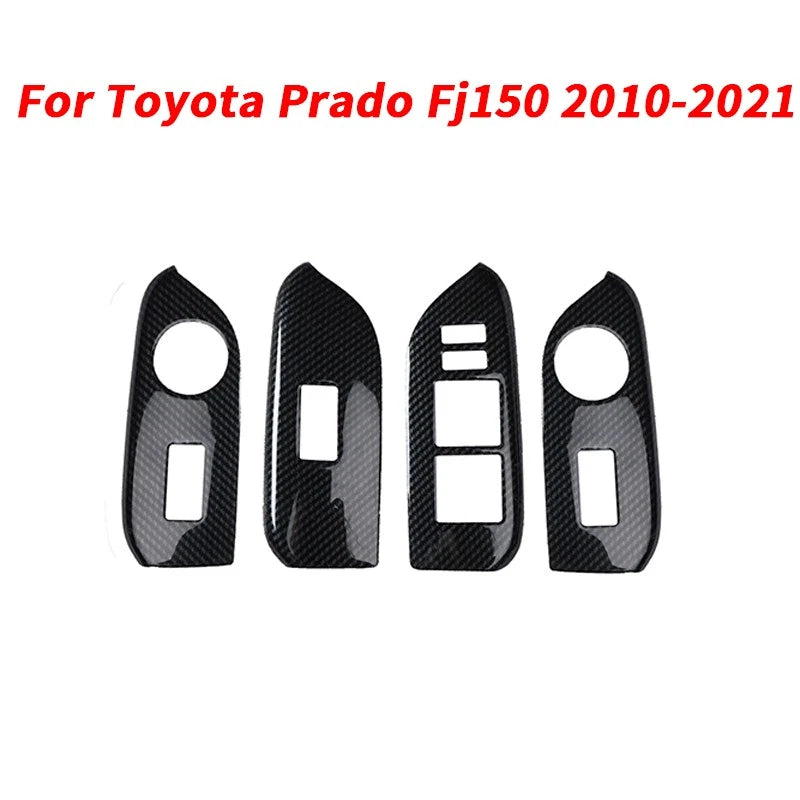 4x Carbon Fiber Window Switch Panel Cover for Toyota Prado Fj150 (2010–2021)