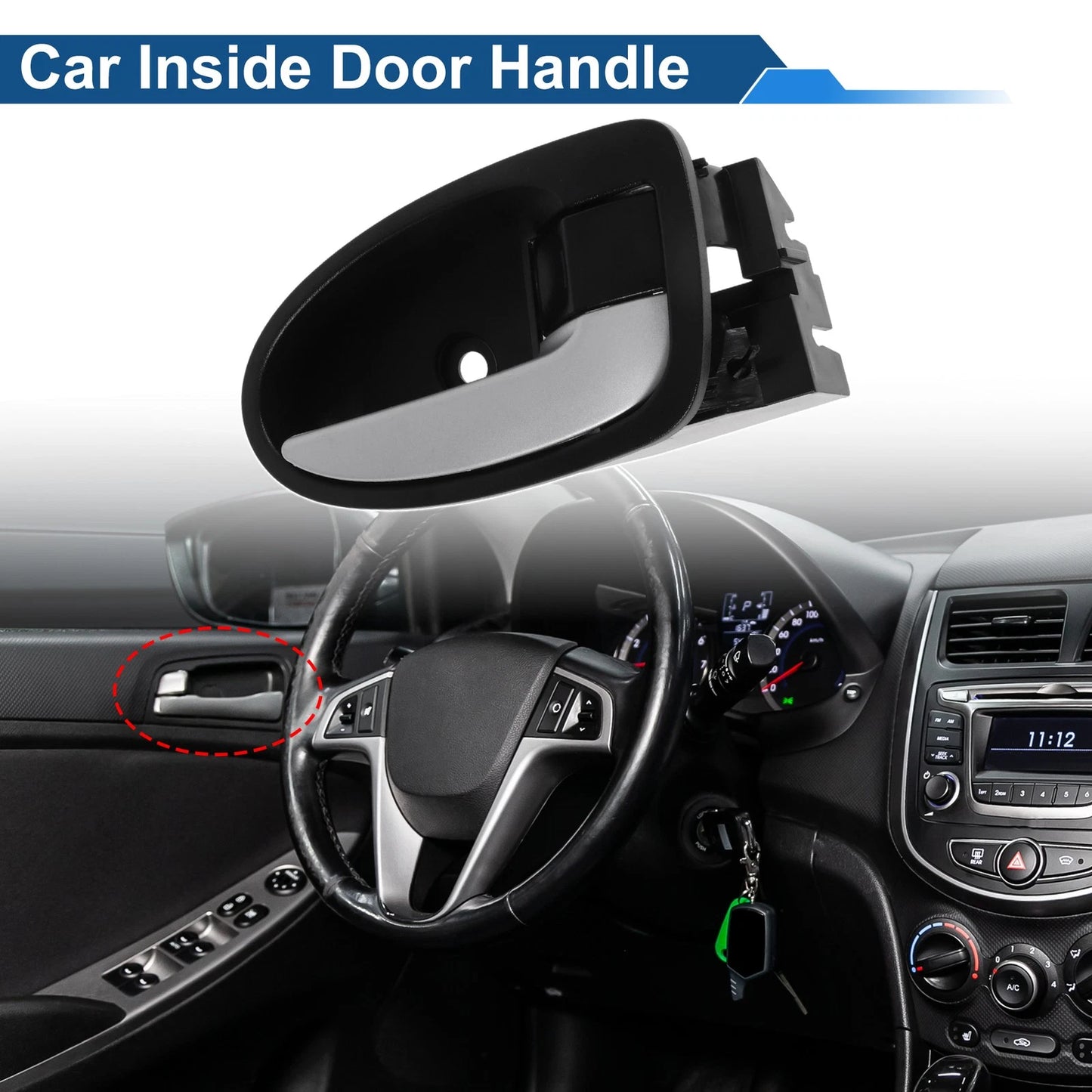 Driver Side Interior Door Handle for Toyota Yaris (2008-2013) Black Chrome