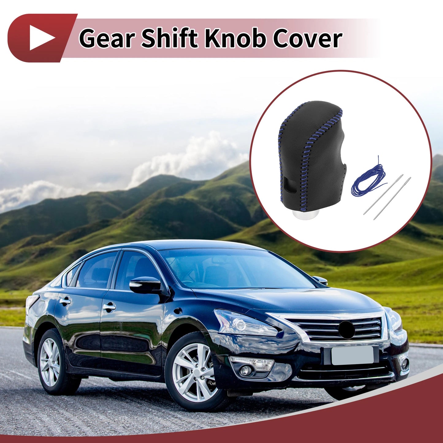 Car Gear Shift Knob Cover for Nissan Altima (2019-2024) Black Blue