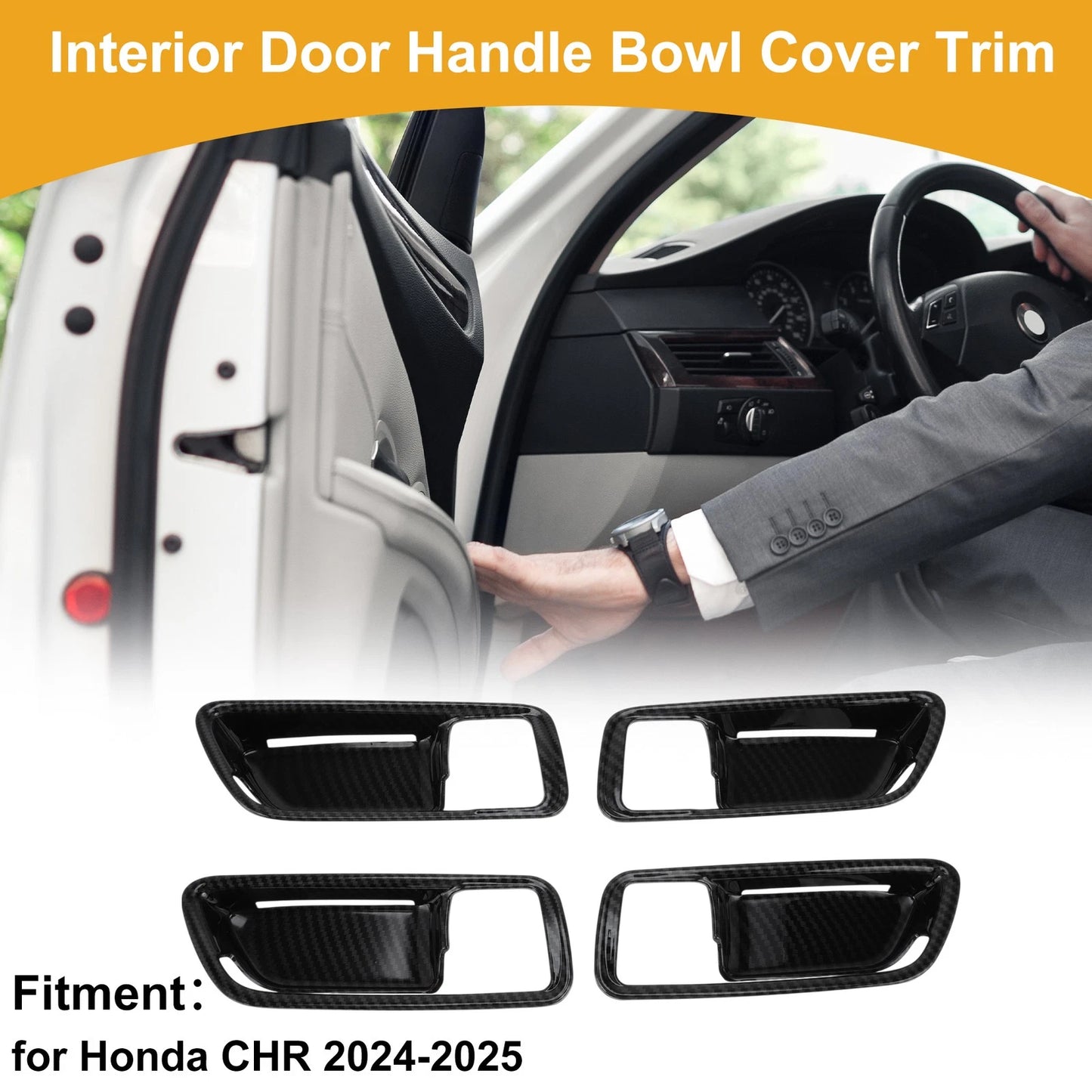 Carbon Fiber Black Interior Door Handle Bowl Cover for Honda CHR (2024-2025)