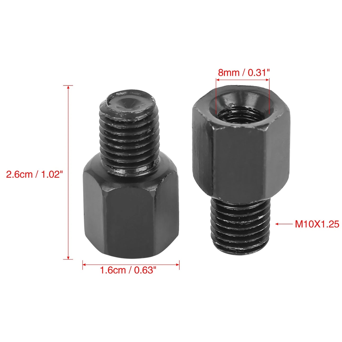 Adapter Bolt Screw / 2 x / Rearview Mirrors for Motorcycle