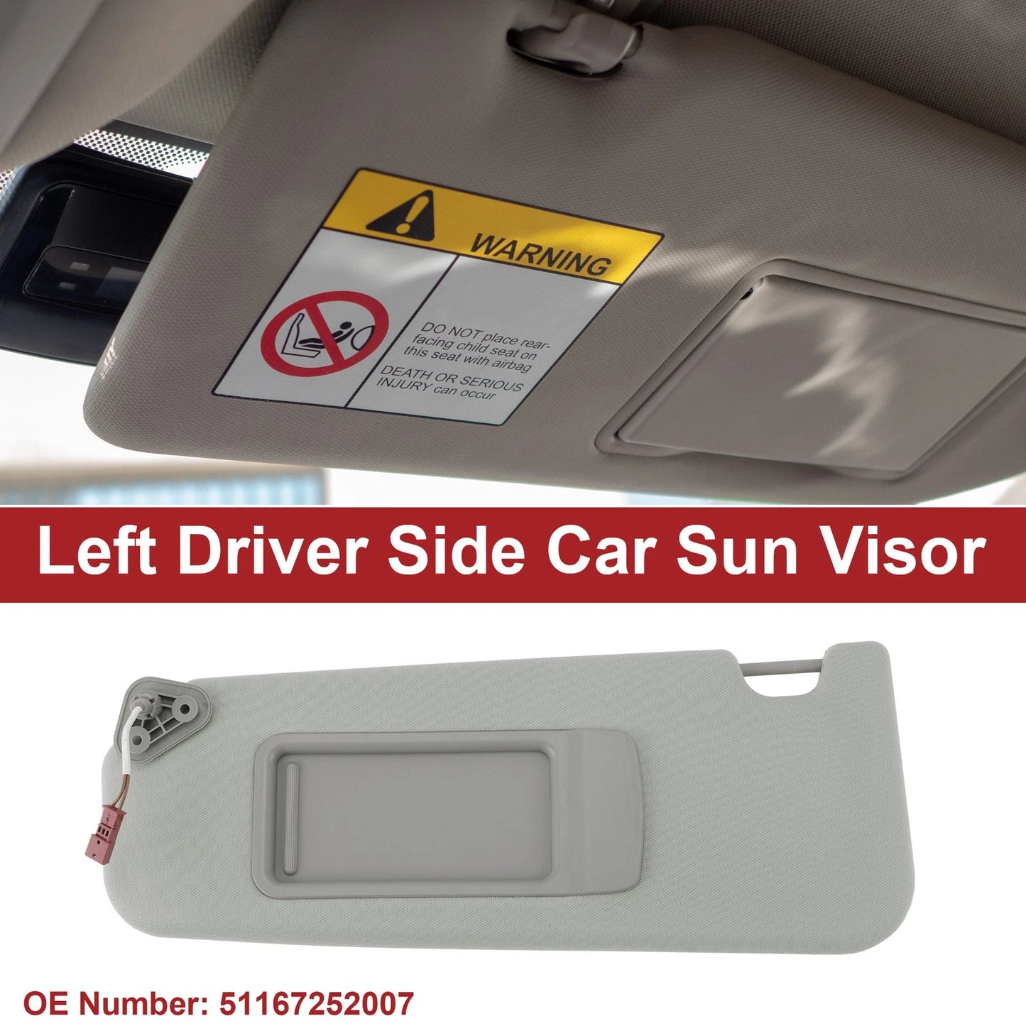 Left Sun Visor for BMW 3 Series E90 E91 (2005-2013) with Mirror