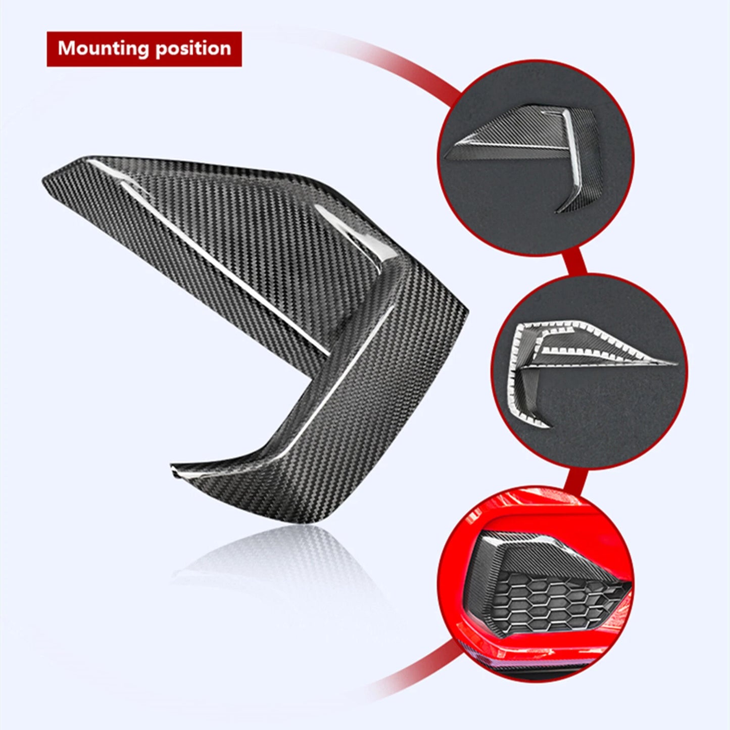 2 x Front Fog Light Air Vent Trim for Ford Mustang 2.3T / 5.0 GT (2024-2025)