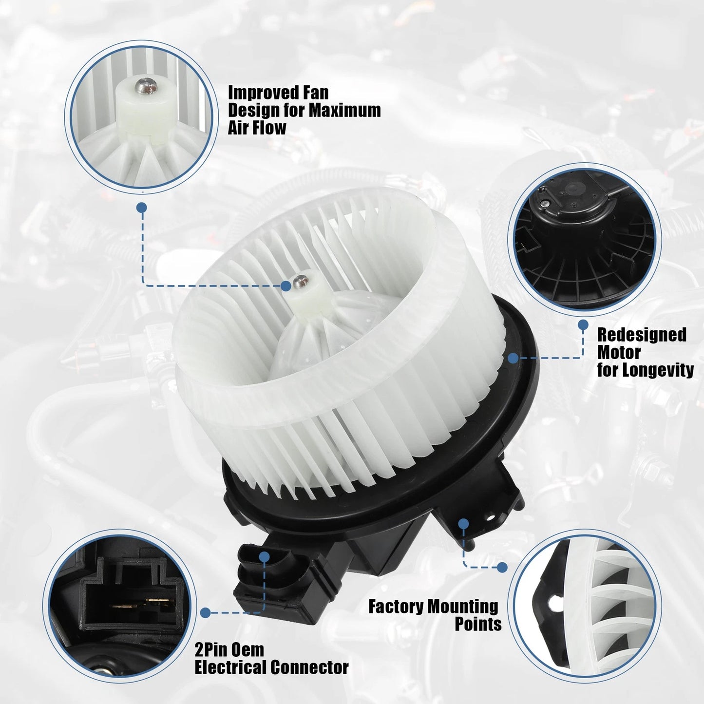 Blower Heater Motor w/Fan Cage for Toyota Rav4, Corolla, Scion (2001-2023)