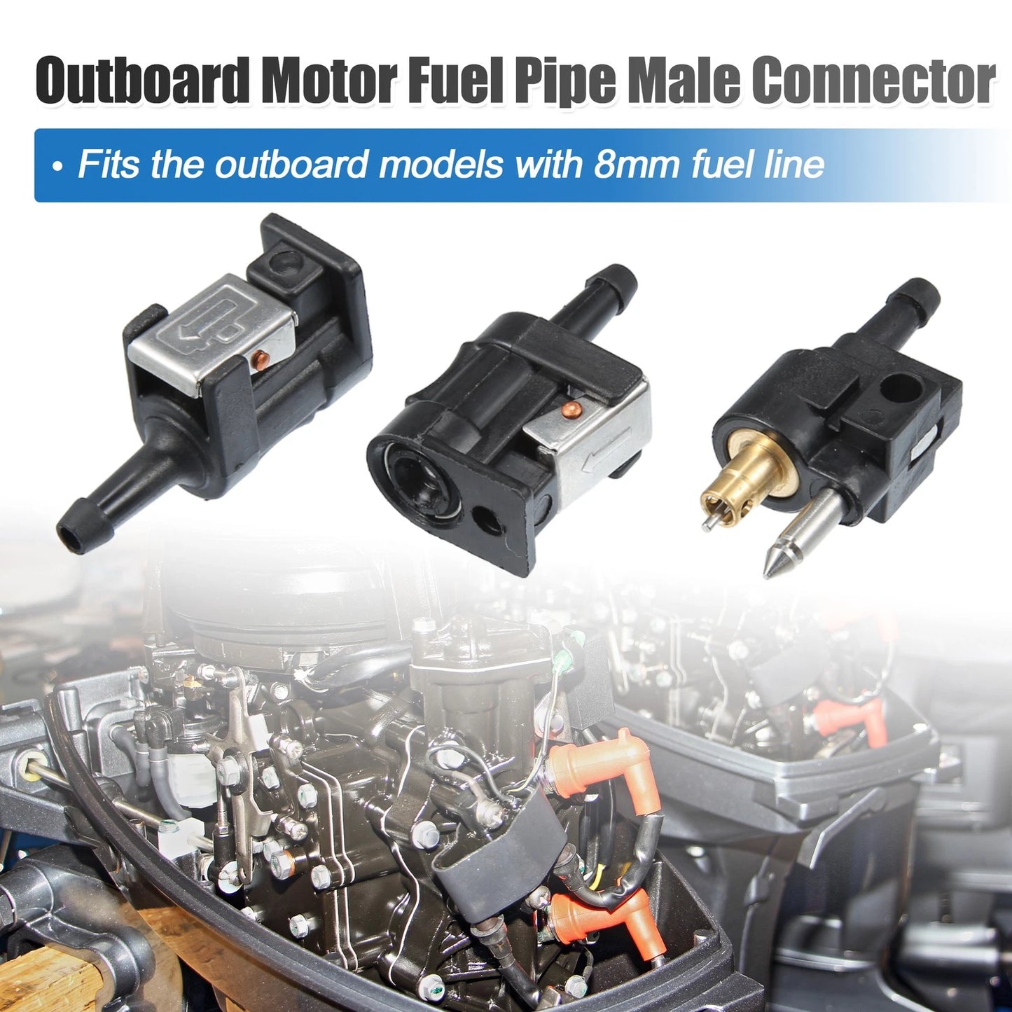 3pcs 8mm 5/16" Marine Boat Engine Fuel Line Connector Male Fittings for Yamaha
